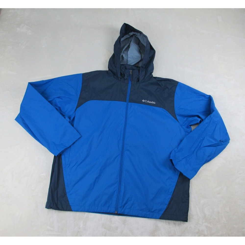 Columbia Jacket Mens Extra Large Blue Full Zip Hooded‎ Windbreaker Lightweight* - Picture 2 of 11